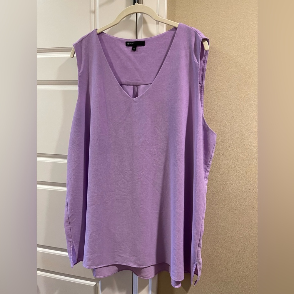 Gibson sleeveless top, purple, 1x